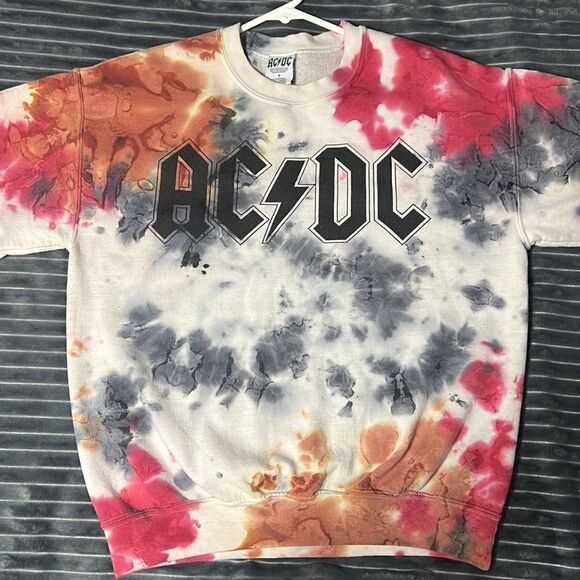 🔥🔥 Vintage AC/DC Tie-Dye Crewneck Sweatshirt - PERFECT No Flaws- Men Sz Sm - Picture 7 of 8